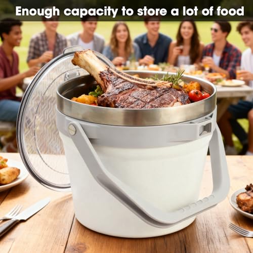 COKTIK 7L Vacuum Insulated Ice Bucket with Lid and Scoop& Tongs，Large capacity Stainless Steel Beverage Bucket for Cocktai...