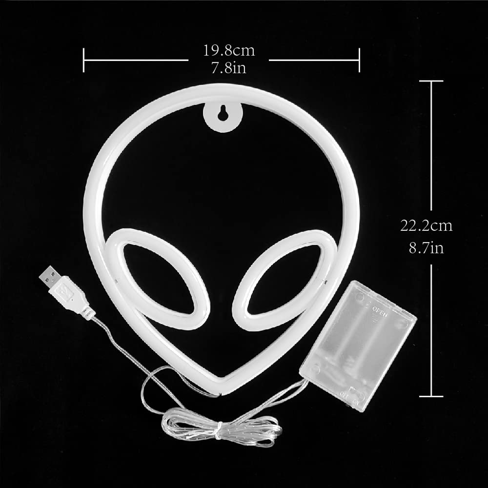 JYWJ Alien Neon Light - USB or Battery Powered LED Sign, 7.72in x 8.7in, Blue