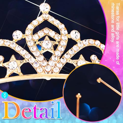 Kilshye Rhinestone Princess Tiara Silver Star Tiaras Headband Birthday Hair Accessories for Girls (Gold, Free Size)