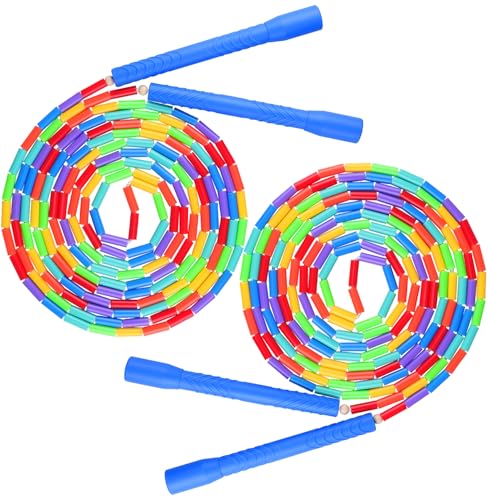 16.5FT Double Dutch Jump Ropes for Adults Kids, Rainbw Long Jump Rope, Beaded Jump Rope for Fitness, Segmented Skipping Ro...