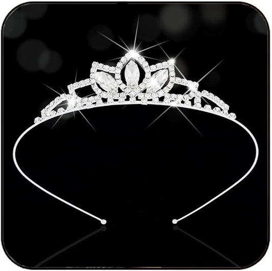 Kilshye Princess Silver Tiara and Crown Pink Crystal Tiaras Pageant Crowns Rhinestone Birthday Headdress for Women