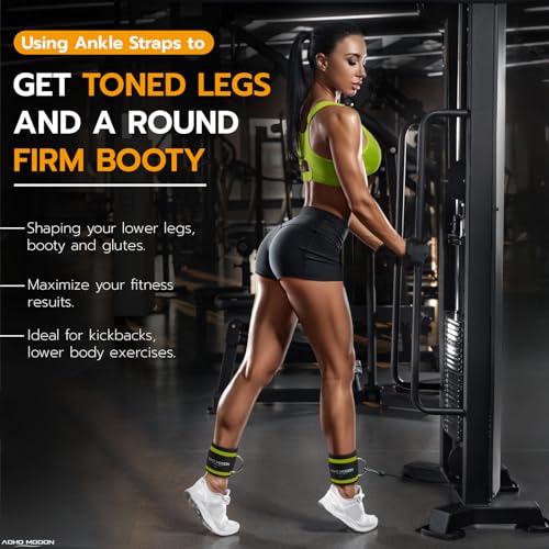 AOHO MOOON Comfortable Adjustable Ankle Straps for Cable Machines Women, Gym Workout Leg Strap, Glute Cuff, Ankle Cuffs fo...