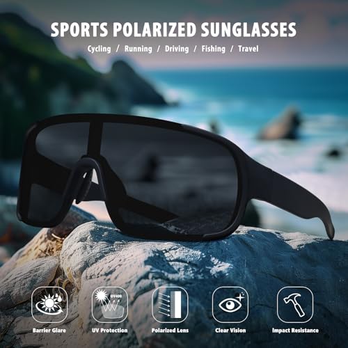 Ofwin Polarized Cycling Sports Sunglasses for Men Women UV Protection Fishing Bike Running Wrap Around Sun Glasses