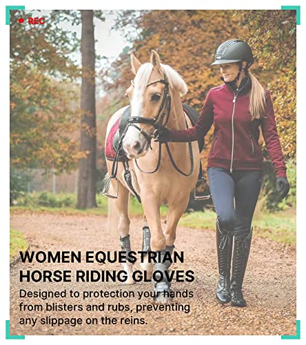 Thapower Women Horse Riding Gloves Winter Equestrian Horseback Gloves Lady Youth Girl Outdoor Star Pattern Mitts Perfect f...