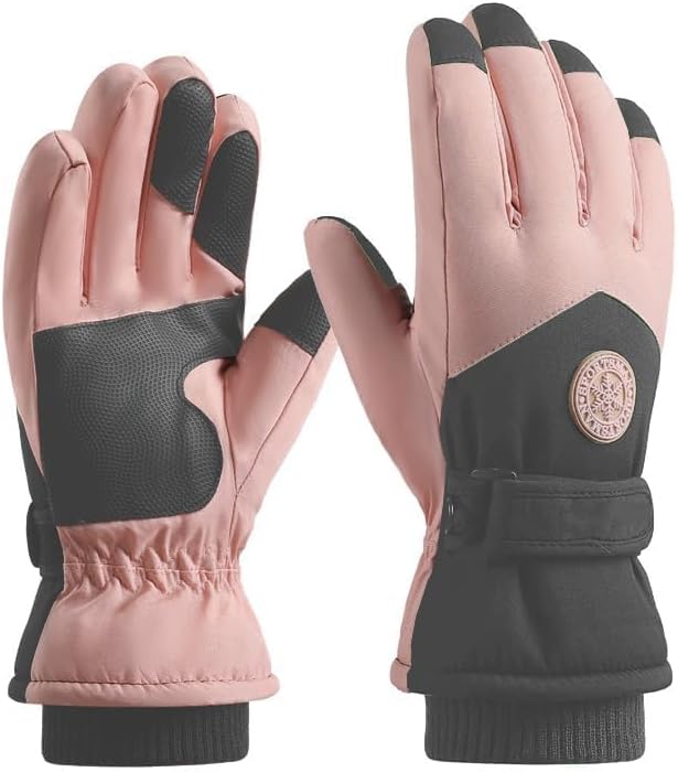 CXQRR Winter Ski Snow Gloves for Women, Touchscreen Waterproof Warm Cold Weather Gloves for Skiing Snowboarding
