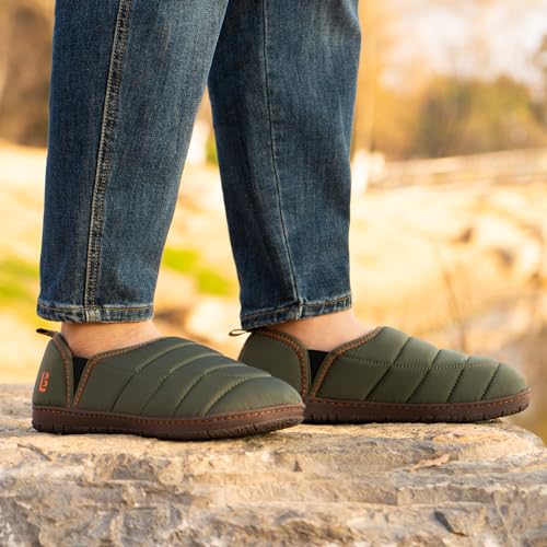 LongBay Men's Outdoor Slippers Two Tone Warm Memory Foam Slip On Indoor House Shoes bedroom Loafers
