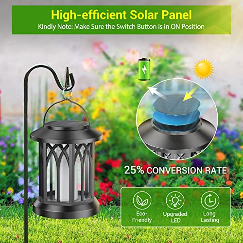 KOOPER 4 Pack Solar Lantern Outdoor Lights, Upgraded Flickering Flame Solar Lanterns Lights Outdoor Waterproof, Hanging La...
