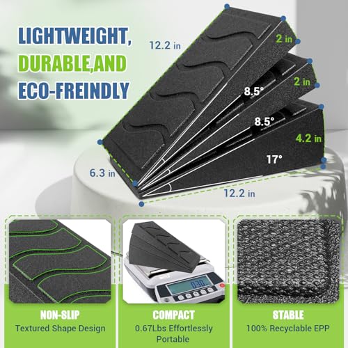 Squat Wedge Block, 5 Adjustable Angles Slant Board for Calf Stretching with Stretching Strap & Poster, 520 LBS Heel Elevat...