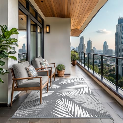 GENIMO Outdoor Rug 5' x 8' Waterproof for Patios Clearance, Reversible Plastic Straw Camping Carpet, Large Area Rugs Mats ...