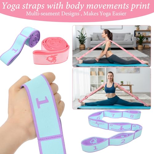 2PCS Elastic Yoga Stretching Strap with Loops, Stretch Strap for Dance, Gymnastics Stretching Ballet Dance Bands, Adjustab...