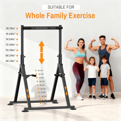 Foldable Power Tower Dip Station Pull Up Bar, Multifunction Triangular Structure Pull Up Station Home Gym Strength Trainin...