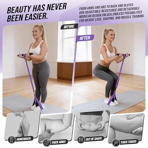 Ayombo Upgrade Pedal Resistance Band with Handle, Adjustable Tube Foot Pedal Device Puller Exercise Bands, for Abs Arm Leg...