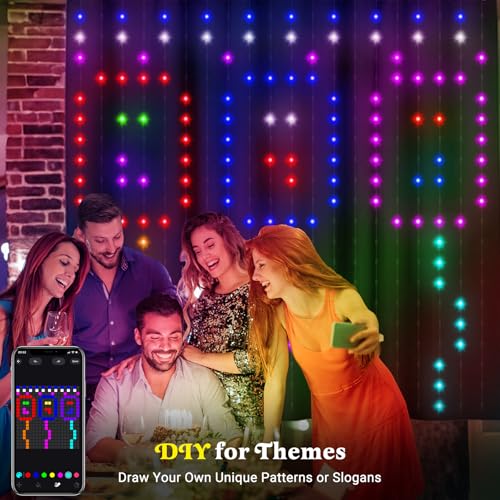CoziTech Smart Curtain Lights, Color Changing 400 LED Curtain Lights 6.6 * 6.6 FT, RGB DIY String Fairy Light for Bedroom ...