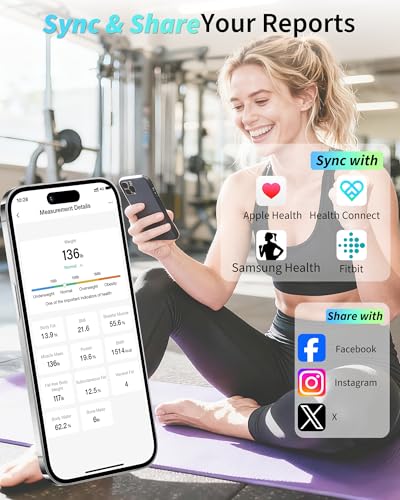 arboleaf Smart Scale for Body Weight and Fat, High-Precision Digital Bathroom Scale with 4-Electrode BIA, 7-in-1 Display f...