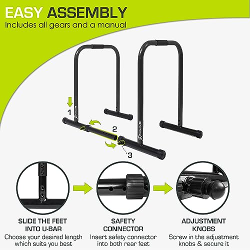 ProsourceFit Dip Stand Station, Heavy Duty Ultimate Body Press Bar with Safety Connector for Tricep Dips