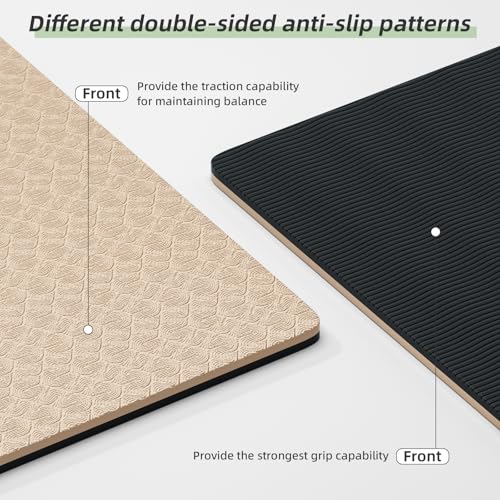 ONLYHE Yoga Mat Thick（8mm）Exercise Mat Non Slip Anti-tear,Pilates Mat for Men and Women,Workout Mats for Home,Barefoot Wor...