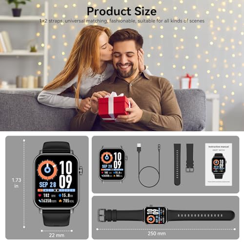 Smart Watches for Men Women, 1.83" HD Touchscreen with Bluetooth Calling, IP68 Waterproof Fitness Tracker, 120+ Sport Mode...