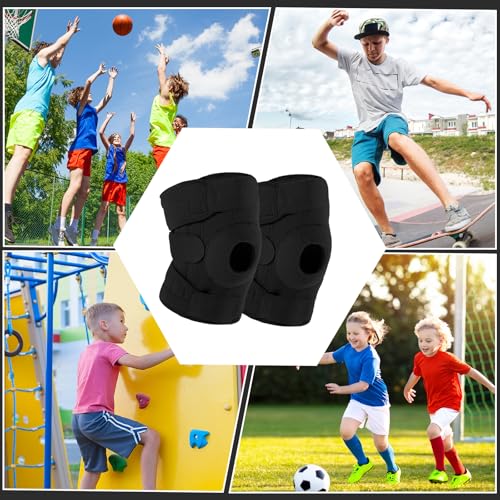 Foilswirl 1 Pcs Kids Knee Brace with Side Stabilizers Patella Gel Pads Adjustable Straps Youth Child Knee Brace Support fo...