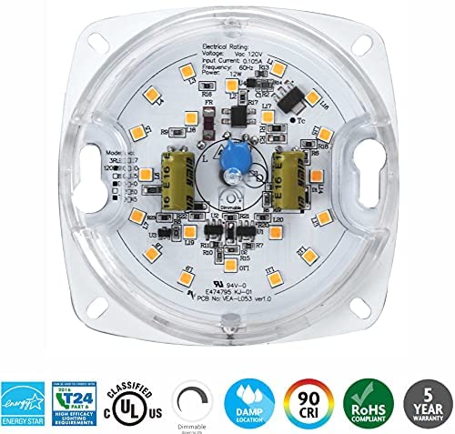 Legental Dimmable LED Light Engine, 10W, 2700K, 3in PCB Size, Iron Material, Retrofit Kit for Ceiling Lights and Lanterns