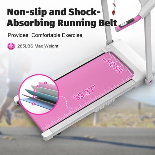 XMKEY Folding Treadmill for Home, 2.5HP Quiet Motor, 300 LBS Capacity, Compact Design with Cup&Pad Holder, LED Display,Saf...