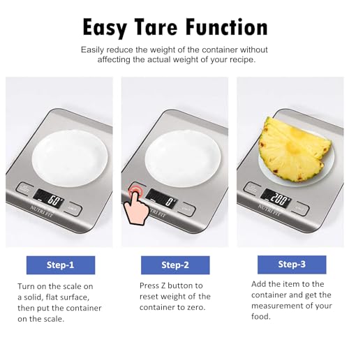 Food Scale, Kitchen Scales Digital Weight Food Grams and Ounces for Weight Loss Baking Cooking of NUTRI FIT, Max 11lb 1g I...