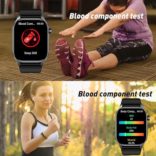 Smart Watch for Men Women, 2.04" AMOLED Color Screen, 24/7 Heart Rate, Blood Oxygen, Blood Pressure, Sleep and Stress Heal...