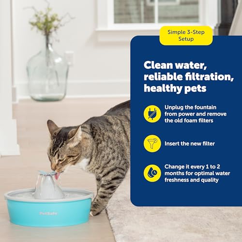 PetSafe Drinkwell Replacement Foam Filters - Improves Water Cleanliness - Protects Pump - Catches Hair & Debris - Compatib...
