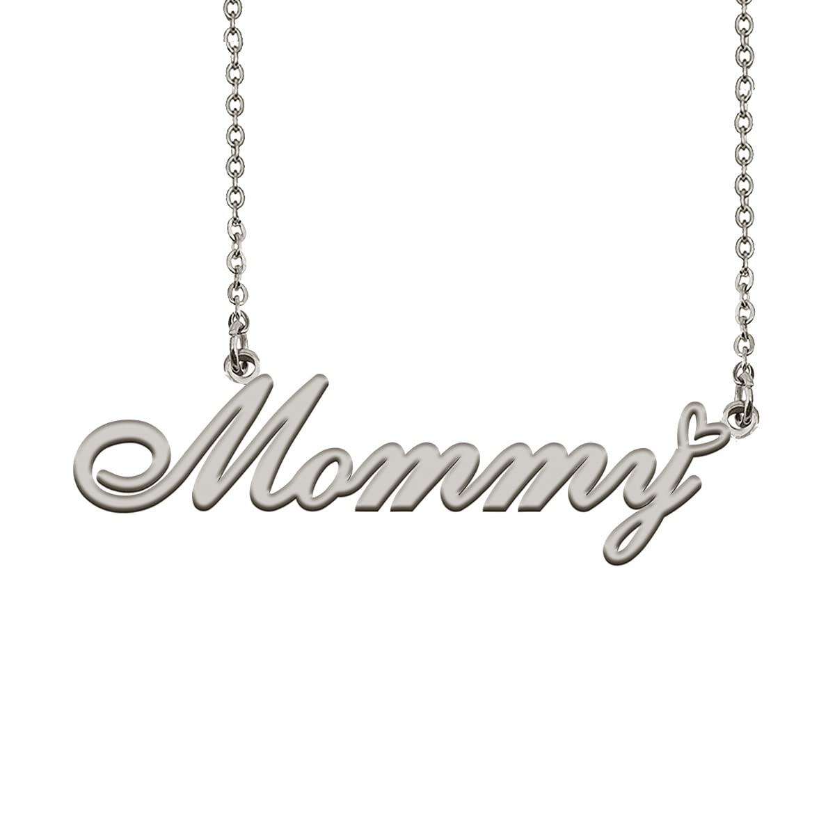 HUAN XUN Initial Name Necklaces Silver for Women Mommy Necklace Heart Pendant Jewelry for Christmas