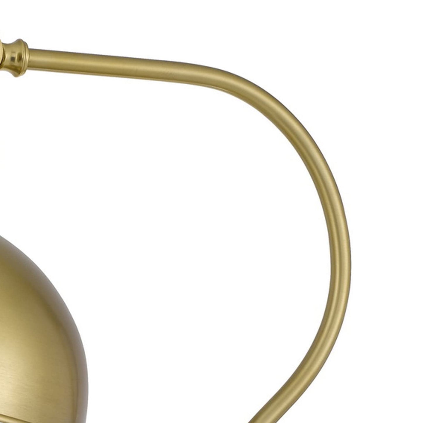 Benzara Desk Lamp – 25 in. Metal Curved Adjustable Dome Shade, Brass, Model BM272204