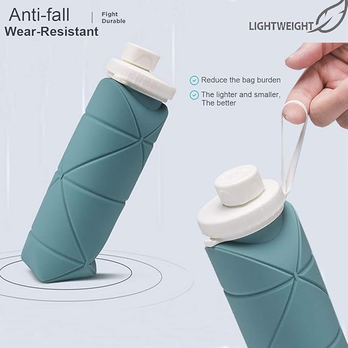 SPECIAL MADE Collapsible Water Bottles Cups Leakproof Valve Reusable BPA Free Silicone Foldable Travel Water Bottle Cup for Gym Camping Hiking Travel Sports Lightweight Durable