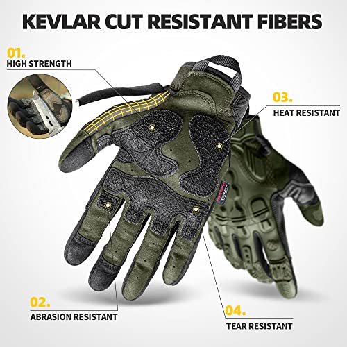 ZUNE LOTOO Touchscreen Tactical Gloves Men with Kevlar-Lined & TPR Impact Protection for Motorcycle Paintball Airsoft Rang...