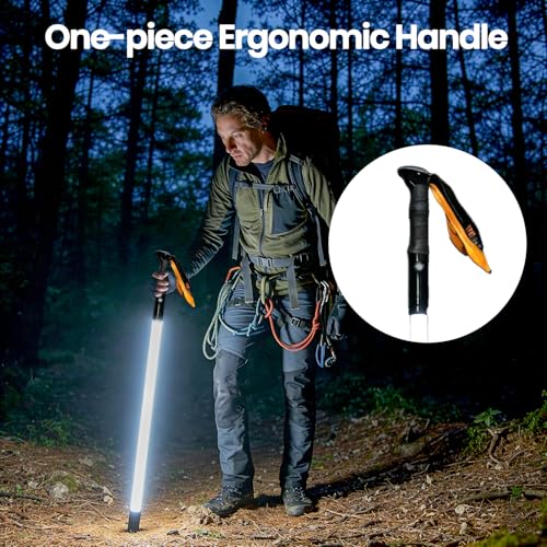 Walking Stick with LED Light for Night Climb, Recharged Glowing Travel Trekking Pole IP67 Waterproof Hiking Poles, Portabl...