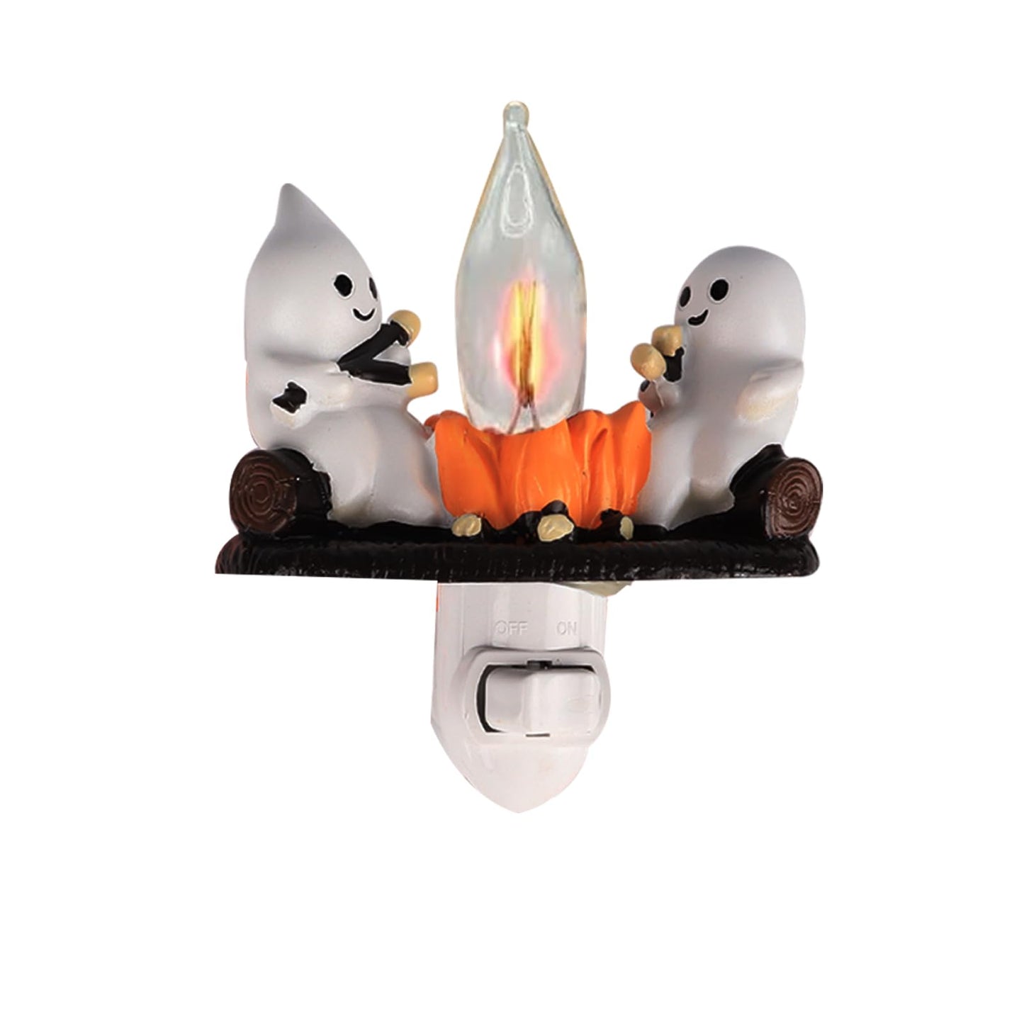 Ghost Campfire Flickering Night Light, Ghosts Campfire Flicker Flame Halloween Nightlight, Plug-in Campfire Night Light LEDNight