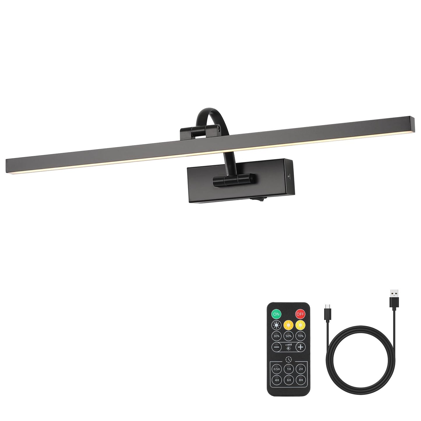 Wireless Picture Lights For Wall Battery Operated  Black Art Lighting For discomfort-reducingtings Rechargeable Gallery Lights With Remote And Timer 3Cct Dimmable discomfort-reducingting Lights For Artwork Portrait 23.62 Inch