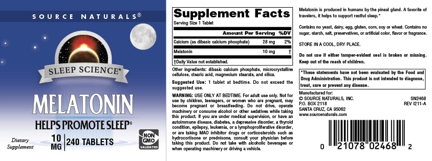 Source Naturals Sleep Science Melatonin* - 10 mg - 240 Tablets