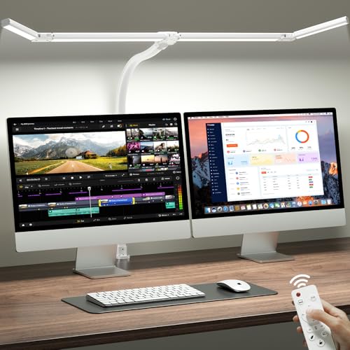 ONEMIX 42" LED Desk Lamp with Clamp, Architect Desk Light with Remote, Adjustable 4-Segment Bar, 1800LM Bright, Eye-Caring...