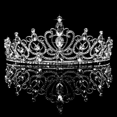 TODDER Silver Tiara for Women Girls Rhinestone Princess Queen Crowns Crystal Headband for Girls Wedding Hair Accessories f...