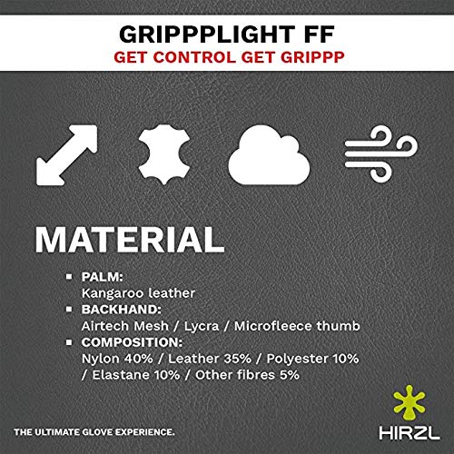 HIRZL Grippp Light FF Leather Bike Gloves, Black/White, Full Finger, Breathable, Ultra Lightweight, Sweat, Water and Abras...