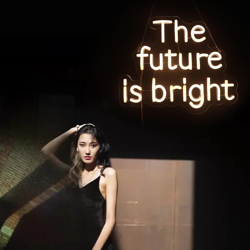 The Future Is Bright Neon Sign  Positive Quotes Decorative Neon Lights For Home Room Wall Decor  Office Wall Decor Neon Light Sign  Christmas Birthday Gift Thanksgiving Gift(Warm White)
