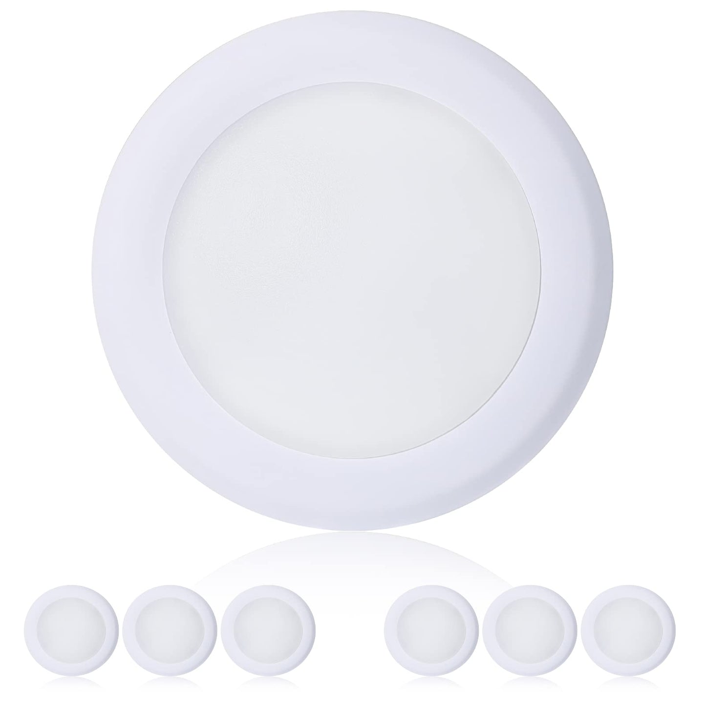 TOPELER 15W Dimmable Flush Mount Ceiling Light, 4000K Cool White, Metal, 6 Pack, Model CDR615B-T-W-4K-6