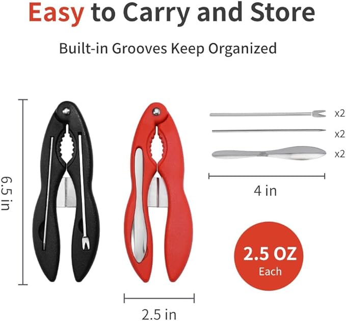 2PCS Crab Crackers and Tools Multifunctional Crab Leg Crackers Efficient Lobster Crackers Sturdy Seafood Crackers and Tools Portable Lobster Crackers and Picks Set Crab Claw Crackers