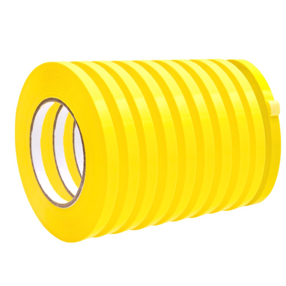 WOD Yellow 10 Pack, Poly Bag Sealer Tape - 1/2 inch x 180 yds. for Color Coding Age of Perishables, Food Storage, Pack,Aging and Sealing Meat, Candy, or Gifts BSTC22PVC