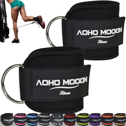 AOHO MOOON Comfortable Adjustable Ankle Straps for Cable Machines Women, Gym Workout Leg Strap, Glute Cuff, Ankle Cuffs fo...