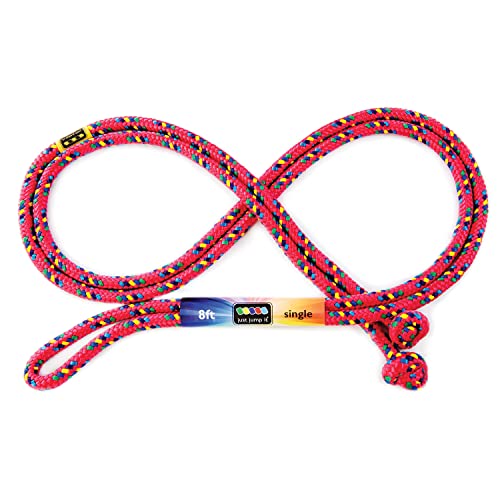 Just Jump It 8' Foot Single Jump Rope for Kids Women and Men - Active Outdoor Youth Fitness Excersing Equipment - Braided ...