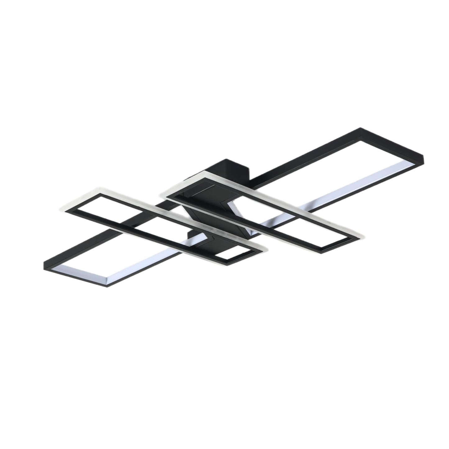 Fbfc 47.2In Modern Led Ceiling Lights Fixture  116W Black Dimmable Chandelier  Rectangular  With Remote Control Diningroom Lamp  Flushmount Geometric Led Ceiling Lamps For Bedroom Living Room