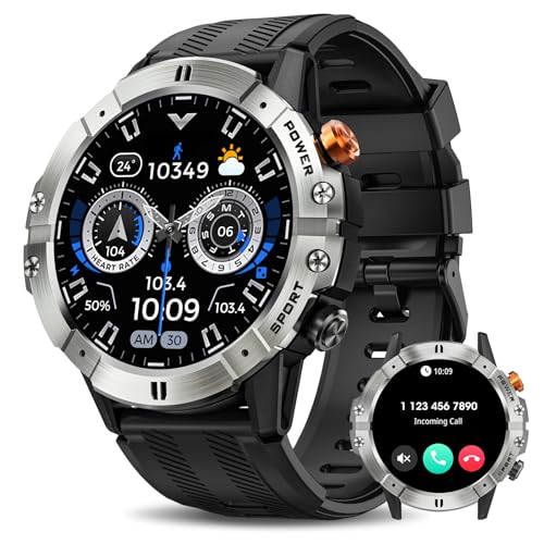 Smart Watches for Men, Bluetooth Call Military Smart Watch, Waterproof Fitness Tracker with Heart Rate/Blood Oxygen/Sleep ...