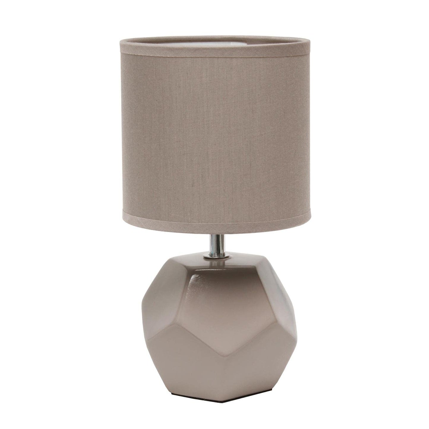 Simple Designs Lt2065-Gry Mini Table Lamp, Gray Ceramic With Fabric Shade, 5.5L X 5.5W X 10.4H