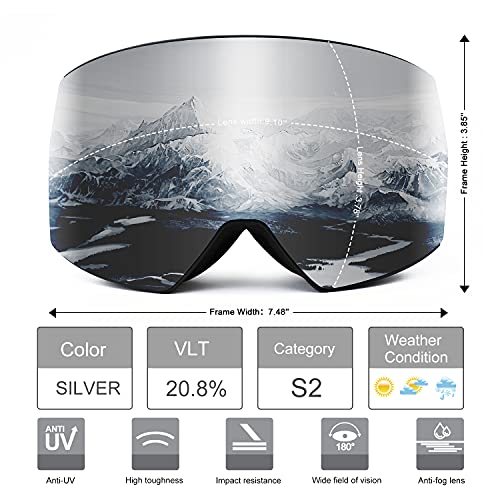 FMY Ski Goggles for Men Women & Youth - Anti Fog UV400 Protection Snowboard Snow Skiing Goggles for Adult