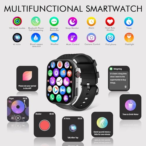 PJYUBVOR Smart Watch for Men Women (Answer/Make Calls), 2.0" Fitness Tracker with 100+ Sport Modes, Heart Rate/Sleep Monit...