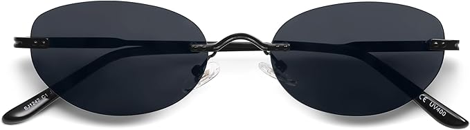 SOJOS Retro Small Oval Sunglasses Womens Trendy Rimless Sun Glasses Vintage Narrow Shades SJ1242
